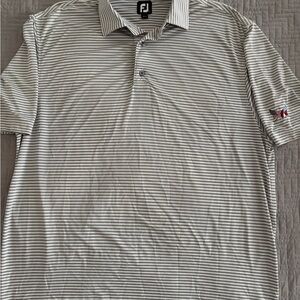 FootJoy Men's White and Gray Striped Polo